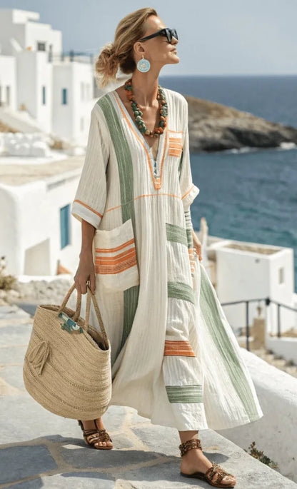 Maxi summer dress with flowing silhouette for women | Angela