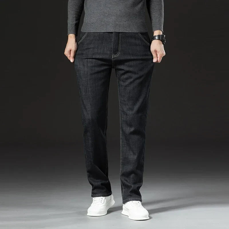 Fleece lined full length jeans trousers for men | Hudson -5