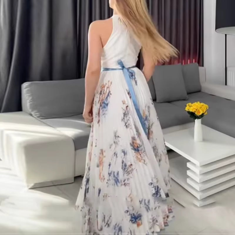 Elegant pleated everyday maxi dress for women | Rowella -16