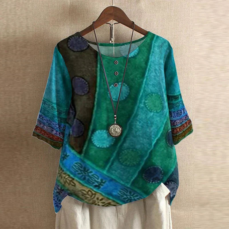 Retro charm elegant blouse for women -3