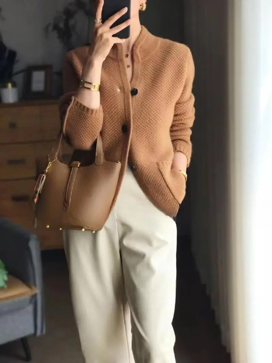 Timeless button-up cardigan graceful fit jacket for women | Elowen -3