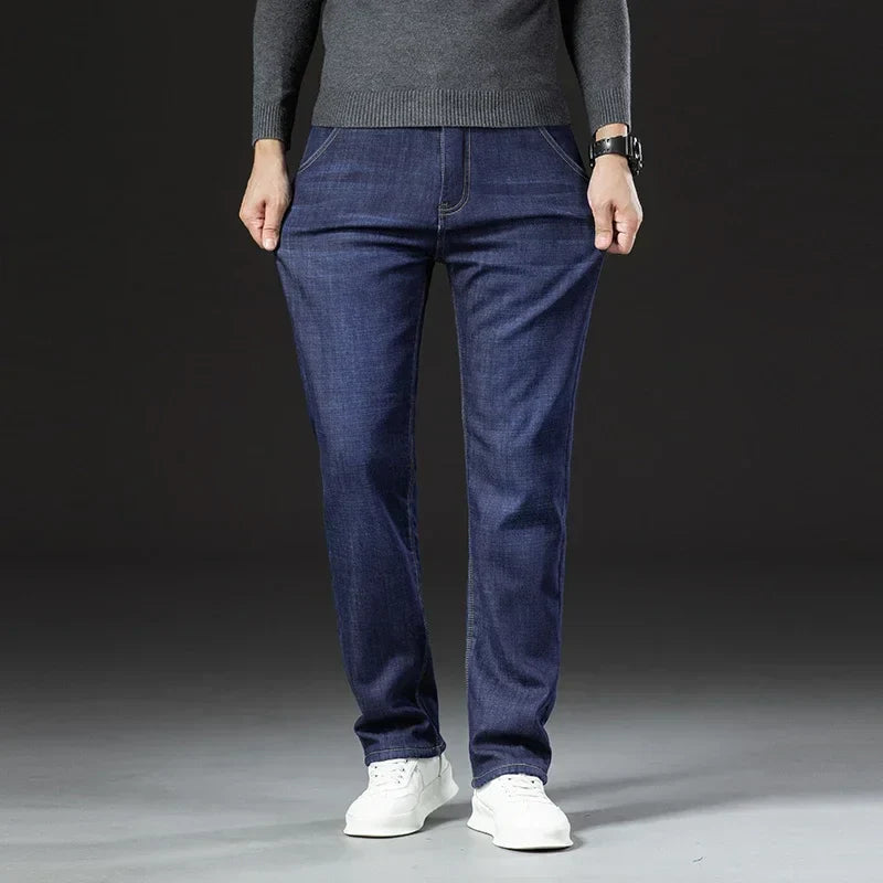 Fleece lined full length jeans trousers for men | Hudson -2