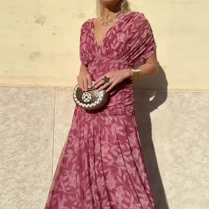 Elegeant V-neck maxi dress for women | Amara -3