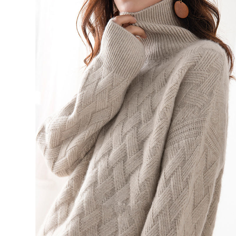 Oversized turtleneck knit jumper for women | Elowen -2