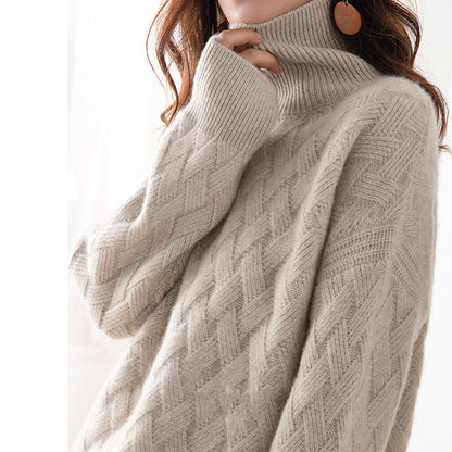 Oversized turtleneck knit jumper for women | Elowen -2