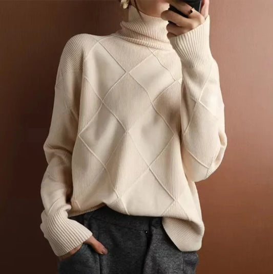 Allegra diamond knit cashmere jumper for women | Celestine -1