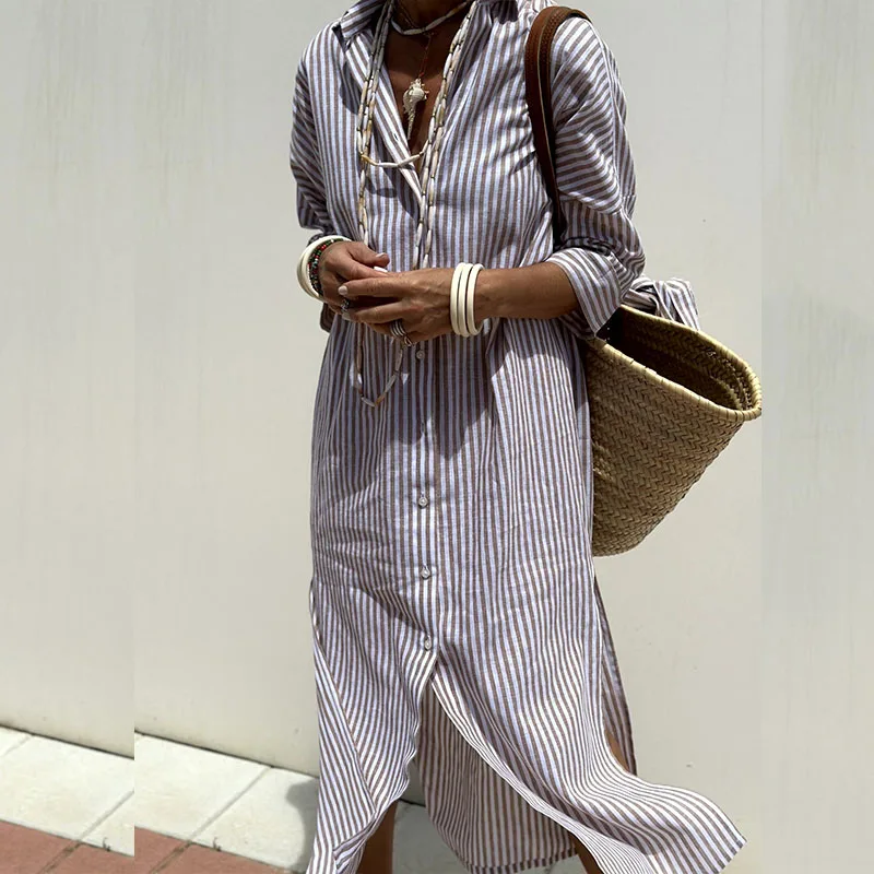 Chic striped dress shirt for women | Isla -5