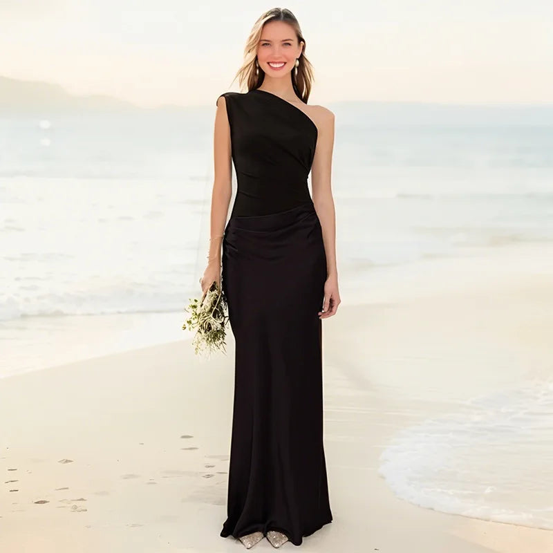 Elegant asymmetric maxi dress for women | One-Shoulder -6