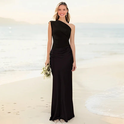 Elegant asymmetric maxi dress for women | One-Shoulder -6