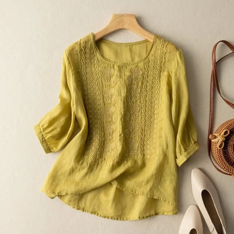 Flowing embroidered blouse for women | Celeste -7