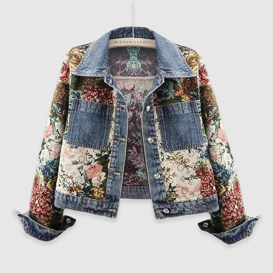 Floral-accent button jacket for women | Elara -1
