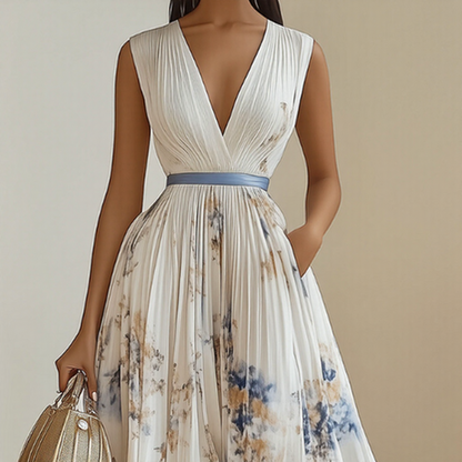 Elegant pleated everyday maxi dress for women | Rowella -8