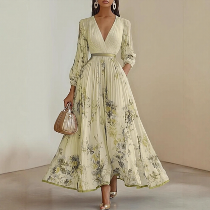 Elegant pleated everyday maxi dress for women | Rowella -6