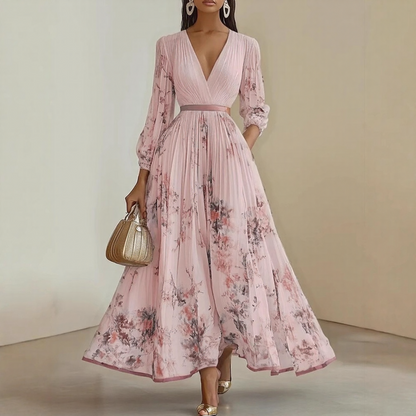 Elegant pleated everyday maxi dress for women | Rowella -2