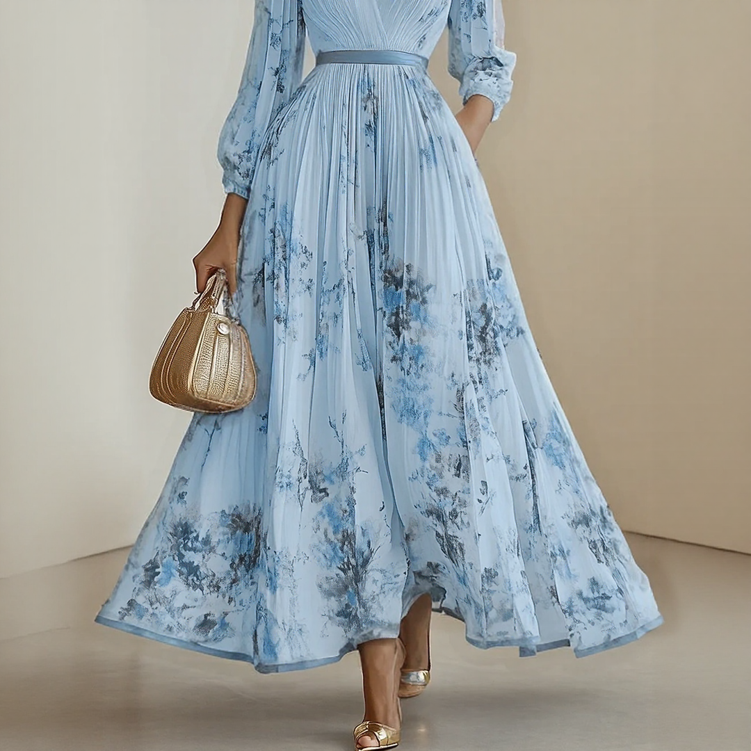 Elegant pleated everyday maxi dress for women | Rowella -11