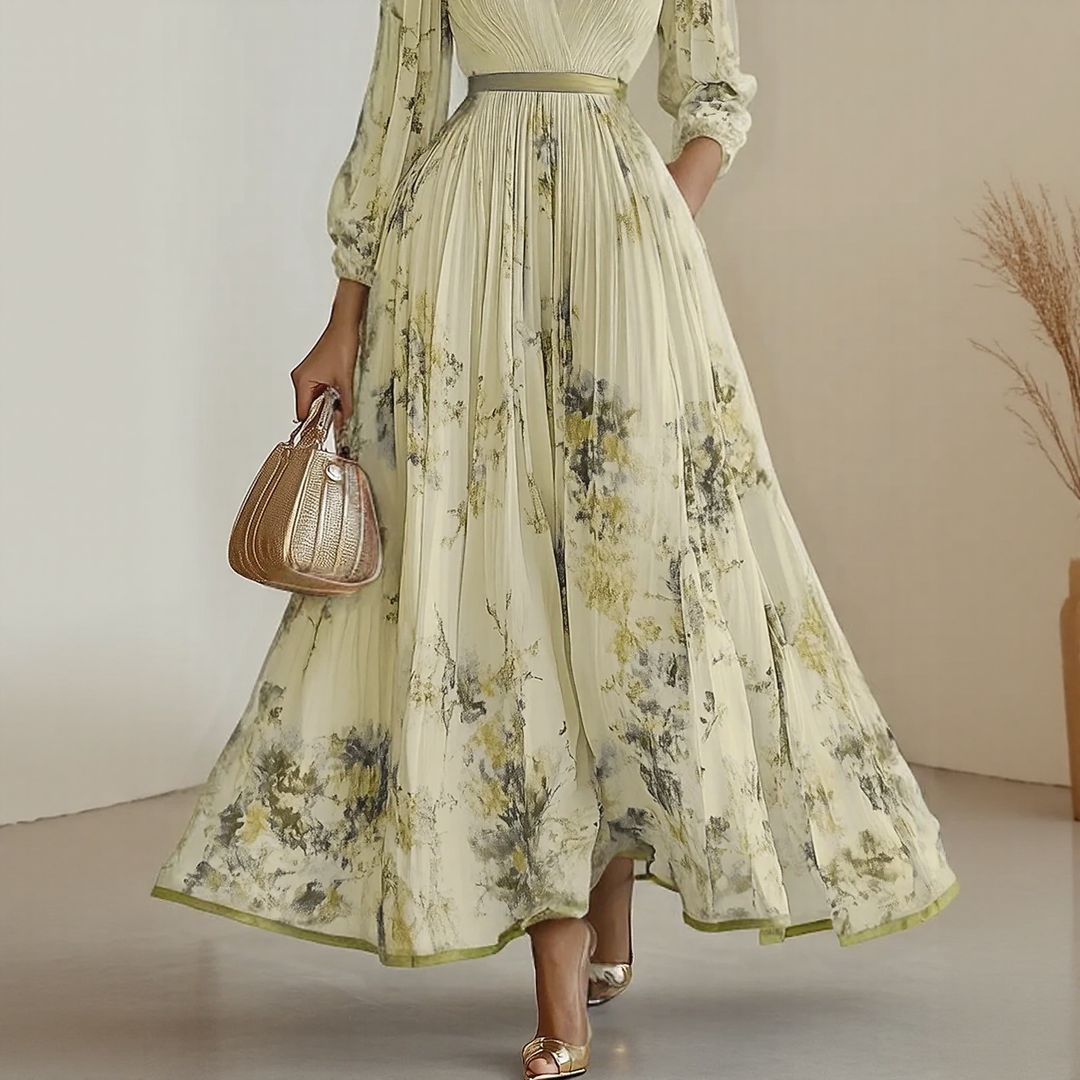 Elegant pleated everyday maxi dress for women | Rowella -15