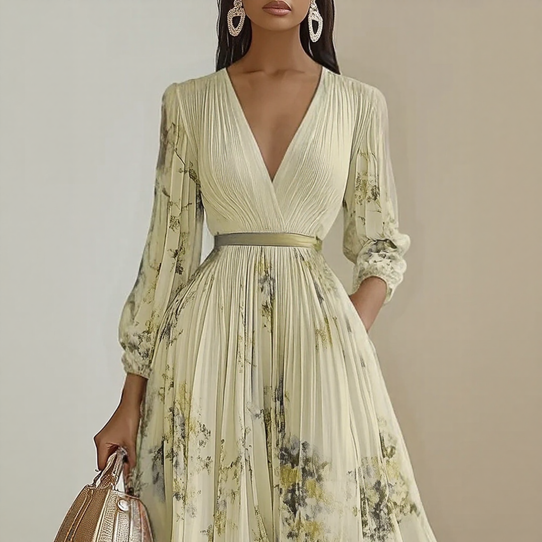 Elegant pleated everyday maxi dress for women | Rowella -14