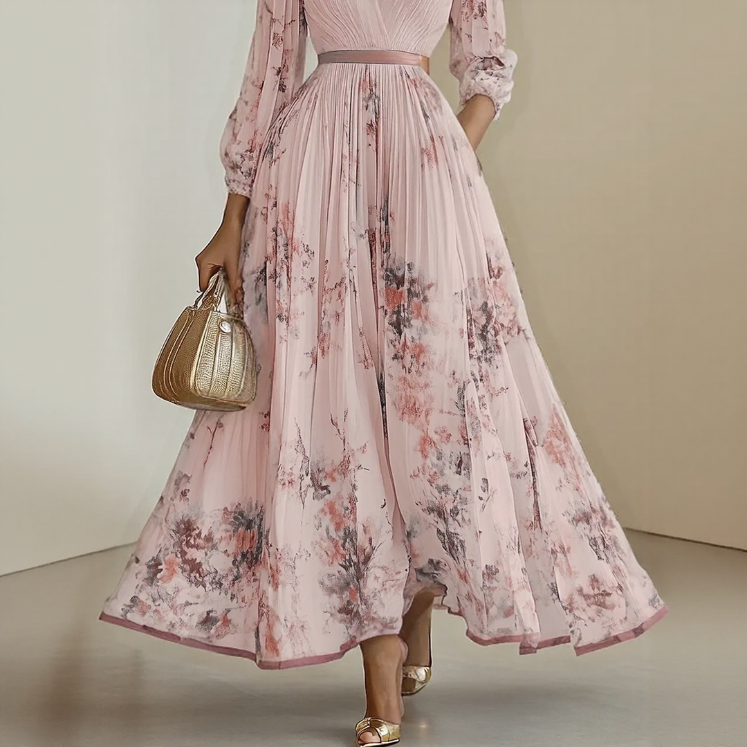 Elegant pleated everyday maxi dress for women | Rowella -12