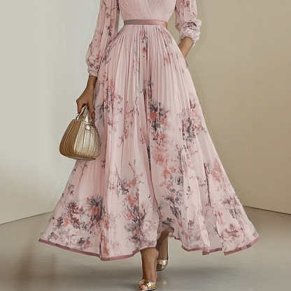 Elegant pleated everyday maxi dress for women | Rowella -12