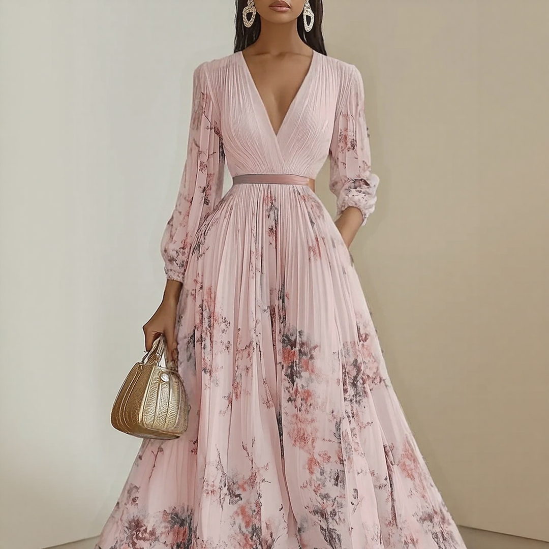Elegant pleated everyday maxi dress for women | Rowella -13