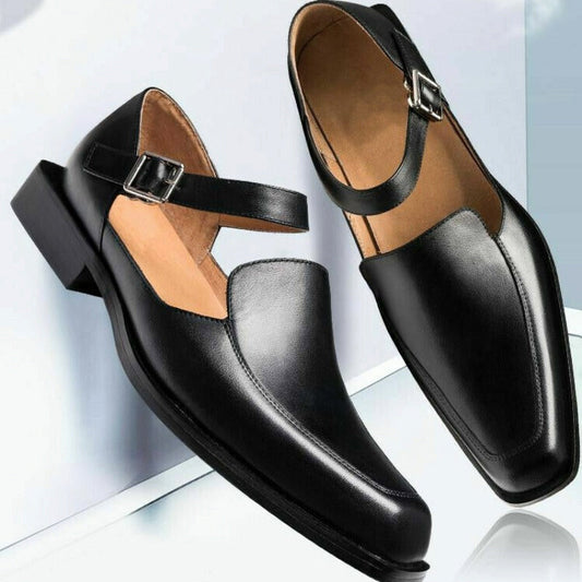 Contemporary black strappy sandals for men | Matteo -1
