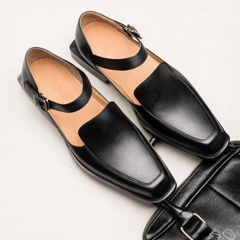 Contemporary black strappy sandals for men | Matteo -2