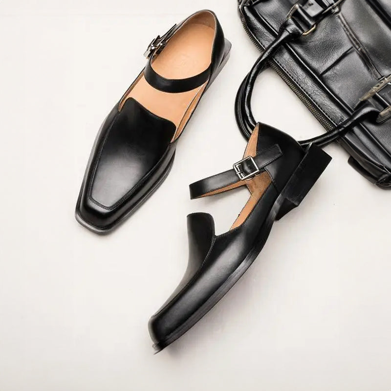 Contemporary black strappy sandals for men | Matteo -3
