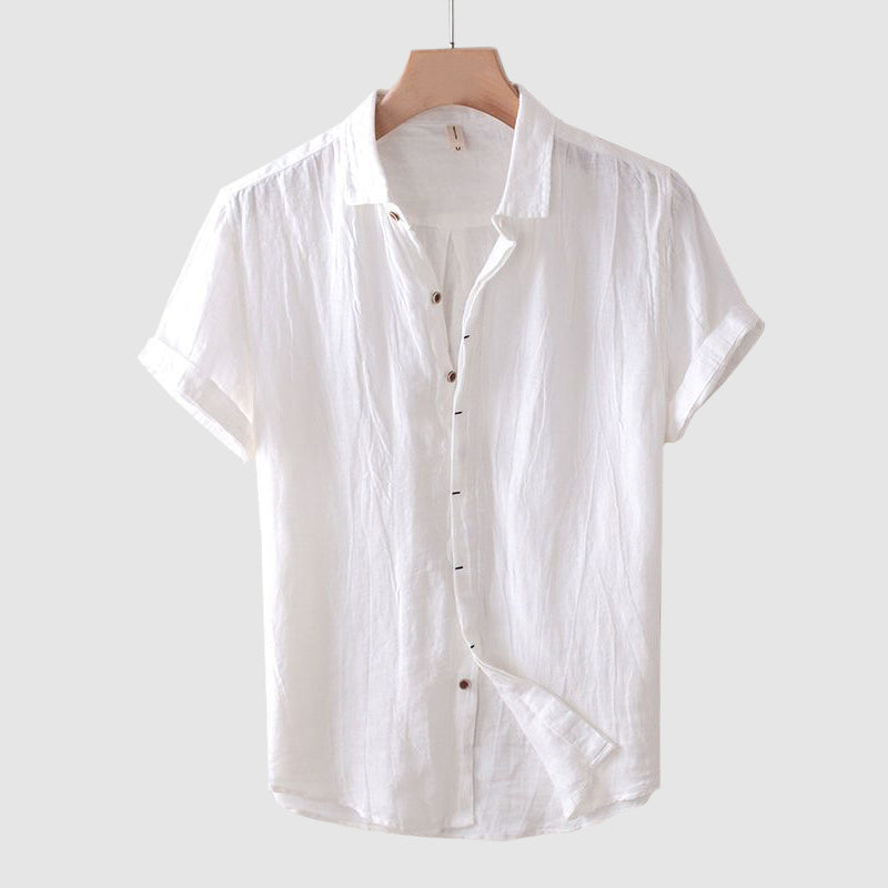 Casual short-sleeve linen shirt for men | Lorenzo -3