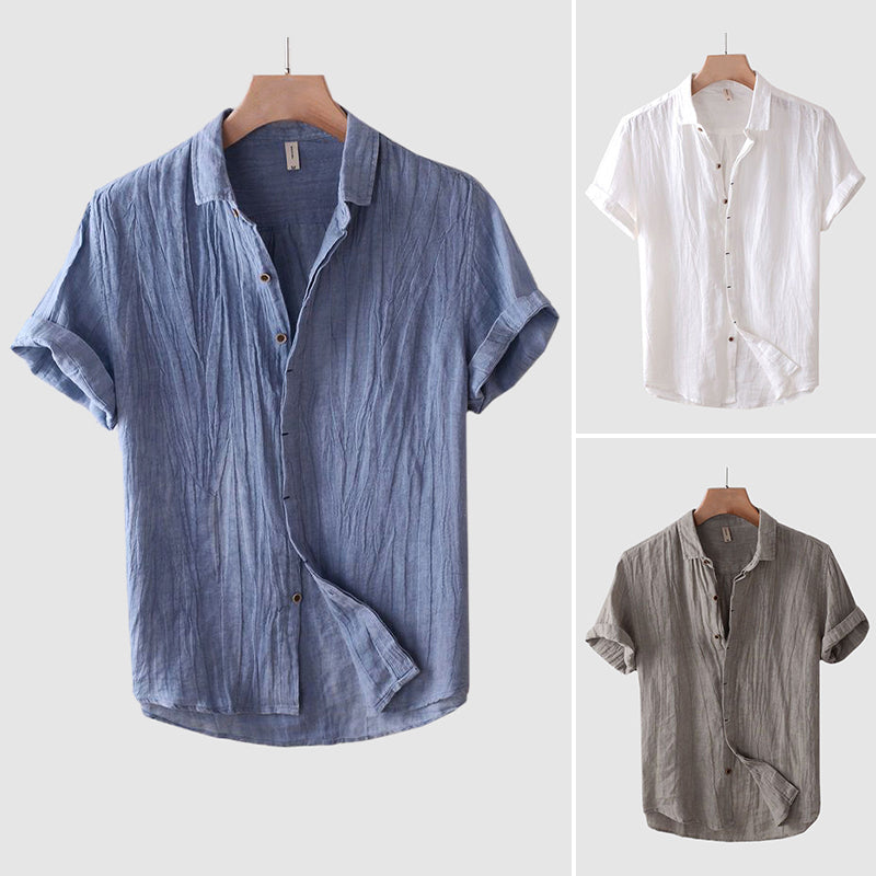Casual short-sleeve linen shirt for men | Lorenzo -5