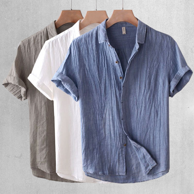 Casual short-sleeve linen shirt for men | Lorenzo -1