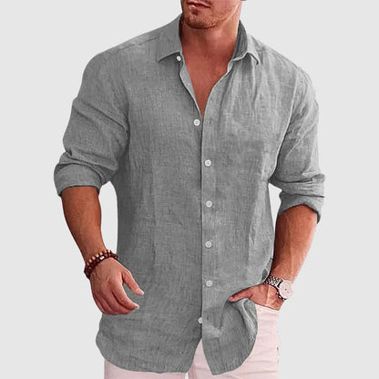 Rustic textured button-up shirt for men | Alaric -4