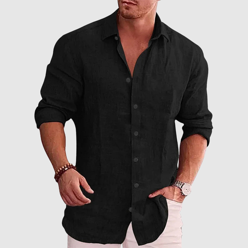 Rustic textured button-up shirt for men | Alaric -2