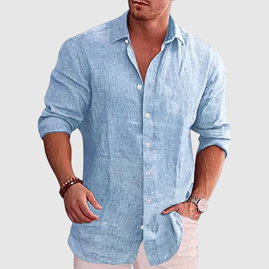 Rustic textured button-up shirt for men | Alaric -1