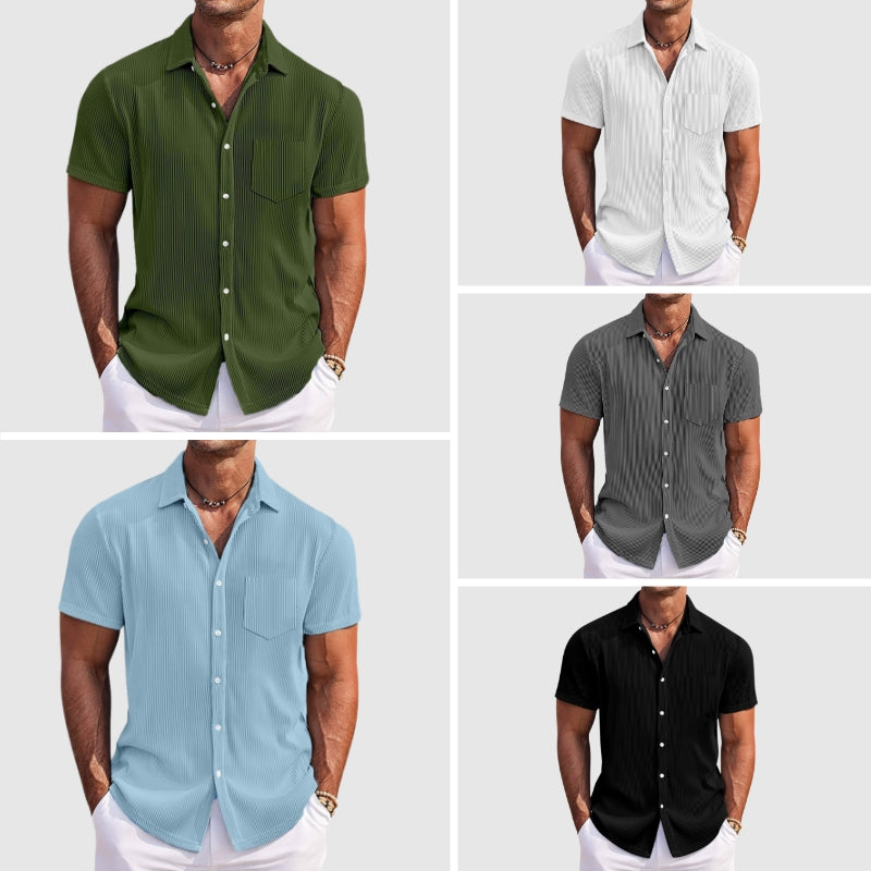Striped short-sleeve summer shirt for men | Adrian -6