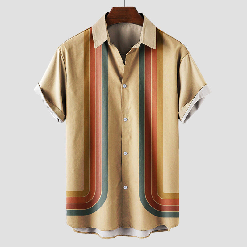 Retro striped short-sleeve shirt for men | Matteo -2