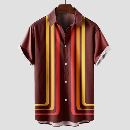 Retro striped short-sleeve shirt for men | Matteo -3