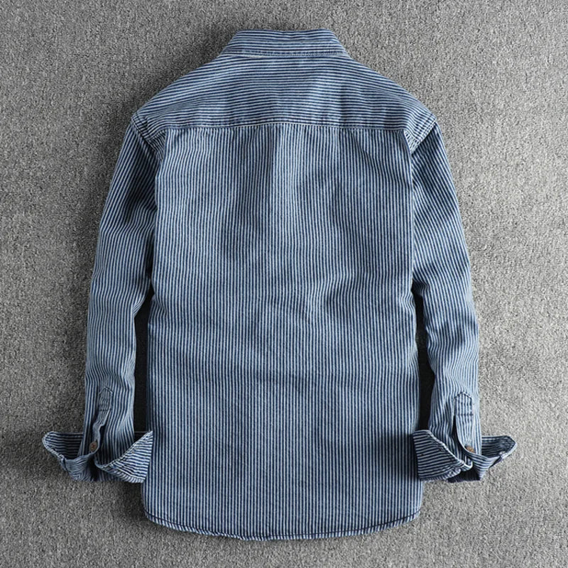 Vintage striped button-up shirt for men | Nolan -3