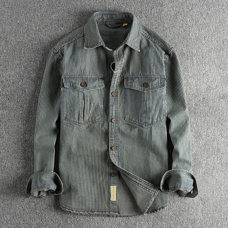 Vintage striped button-up shirt for men | Nolan -2