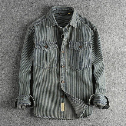 Vintage striped button-up shirt for men | Nolan -2