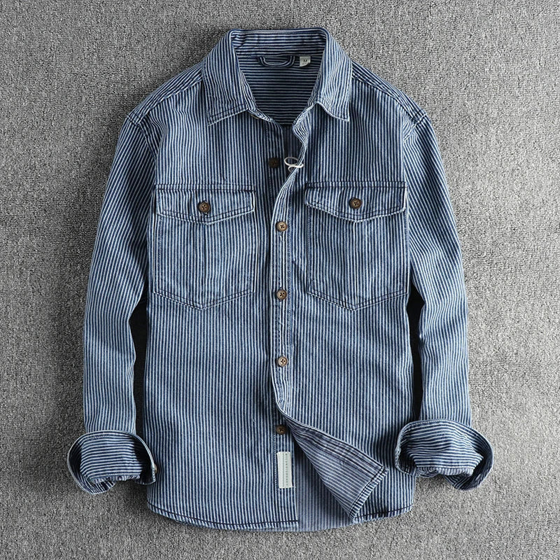 Vintage striped button-up shirt for men | Nolan -1