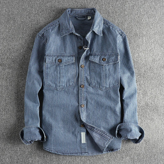 Vintage striped button-up shirt for men | Nolan -1