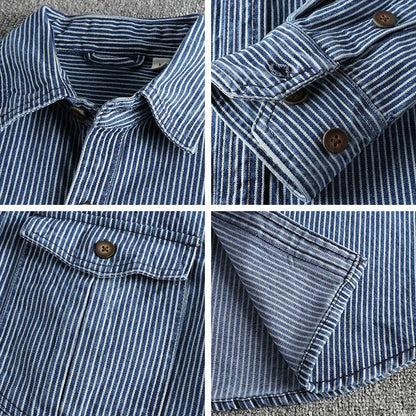 Vintage striped button-up shirt for men | Nolan -6