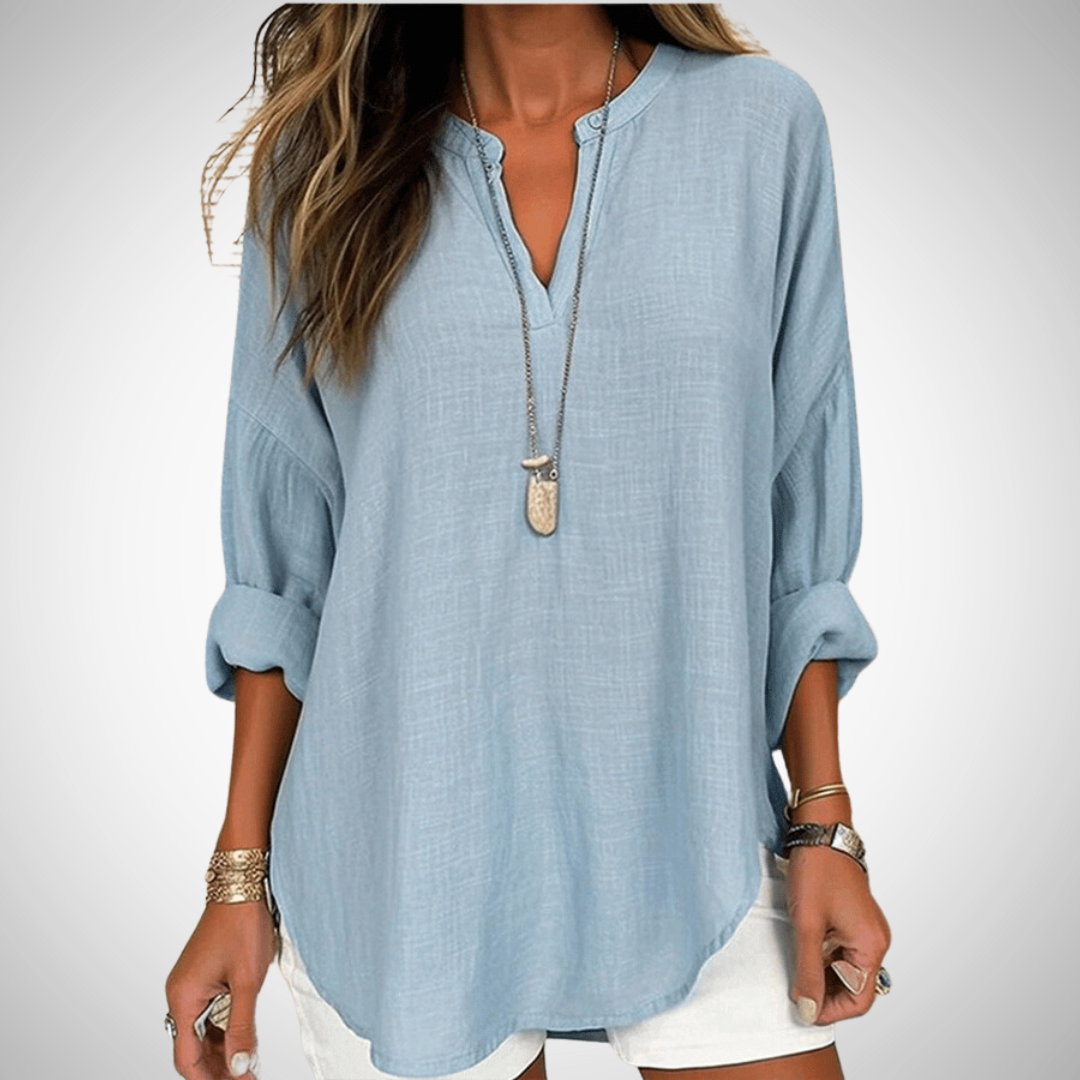 Shirt casual lin blouse for women | Abélia -1