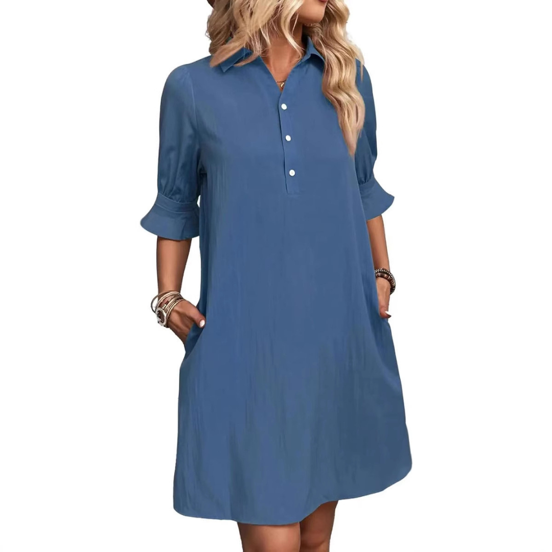 Casual button-down shirt dress for women | Franchesca -5