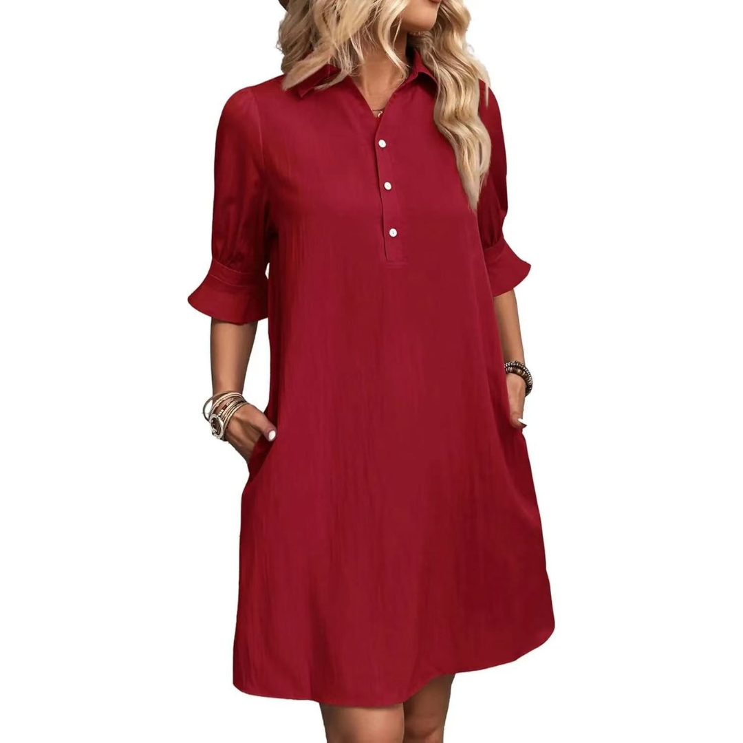 Casual button-down shirt dress for women | Franchesca -7