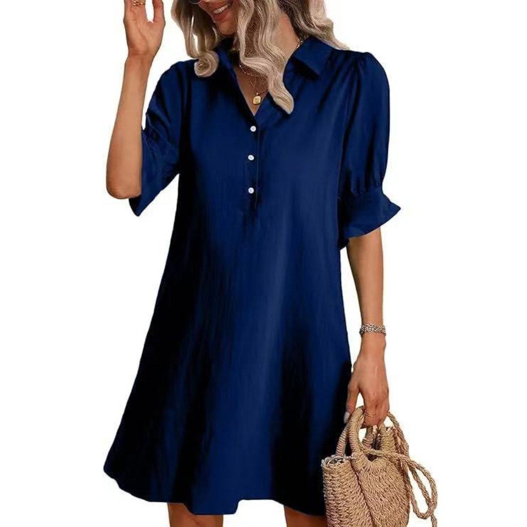 Casual button-down shirt dress for women | Franchesca -8
