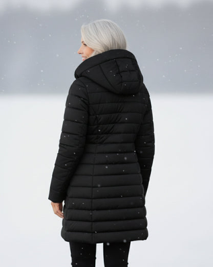 Fleece-lined puffer coat with A-line silhouette for women | Jami