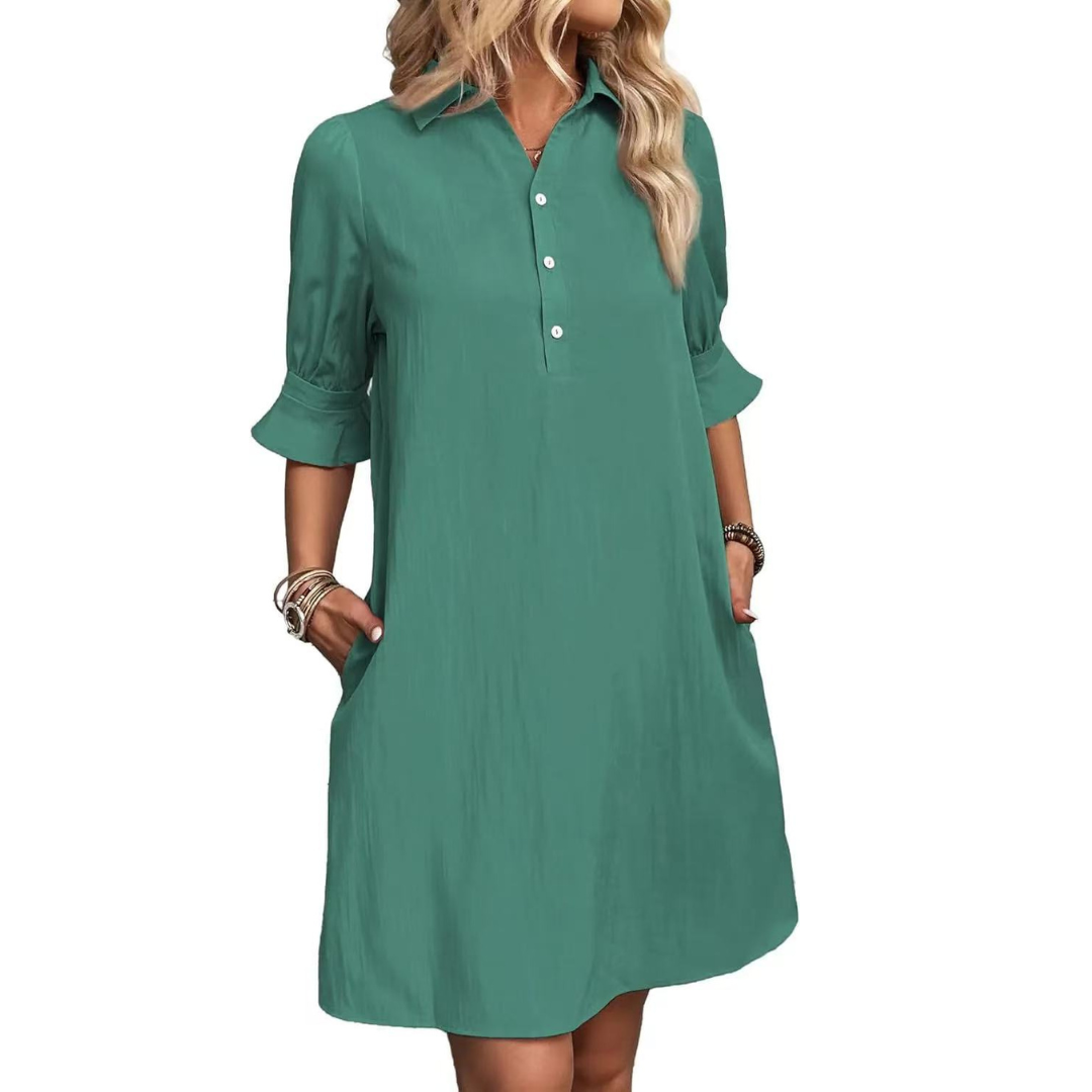 Casual button-down shirt dress for women | Franchesca -4