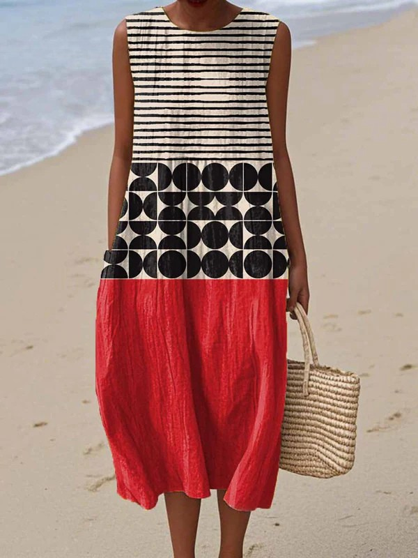 Modern printed midi summer dress for women | Lily -1