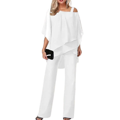 Graceful batwing sleeve formal pantsuit trousers for women | Celeste -4